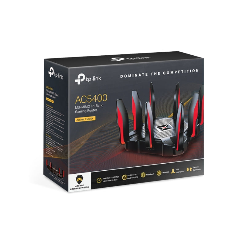 TP-Link (Archer C5400X) AC5400 MU-MIMO Tri-Band Gaming Router - 5 GHz(2167 Mbps) / USB 3.0 / Gigabit WAN / Gigabit LAN