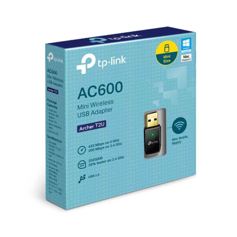 TP-LINK (Archer T2U) AC600 Wireless Dual Band USB Adapter - 5GHz (433 Mbps) / USB 2.0