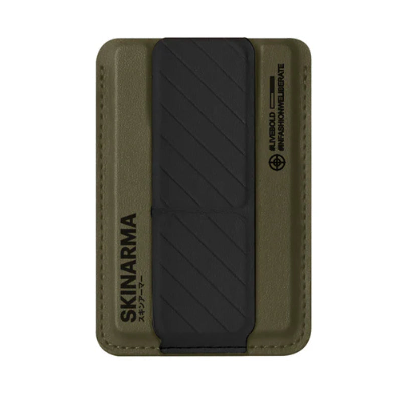 SKINARMA Kado Mag-Charge Card Holder with Grip Stand - Olive