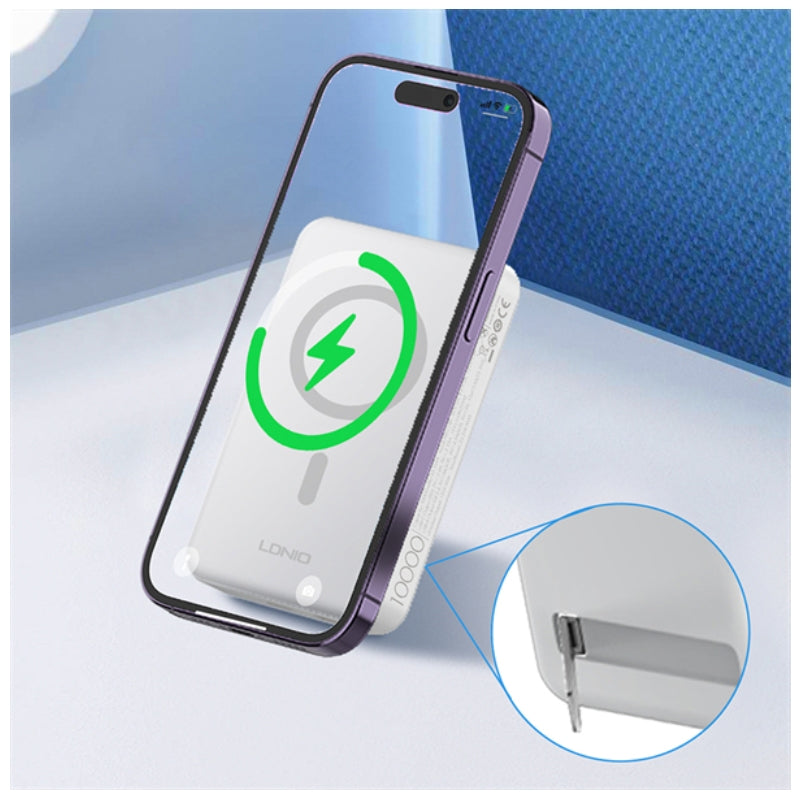 Ldnio PQ16 Magnetic Wireless Power Bank - 10,000mAh / 22.5W / White