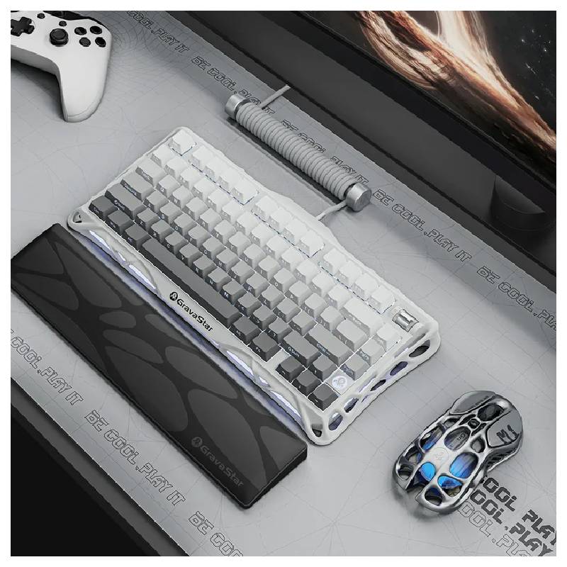 GravaStar Mercury K1 75% Wireless Mechanical Gaming Keyboard - Gradient White