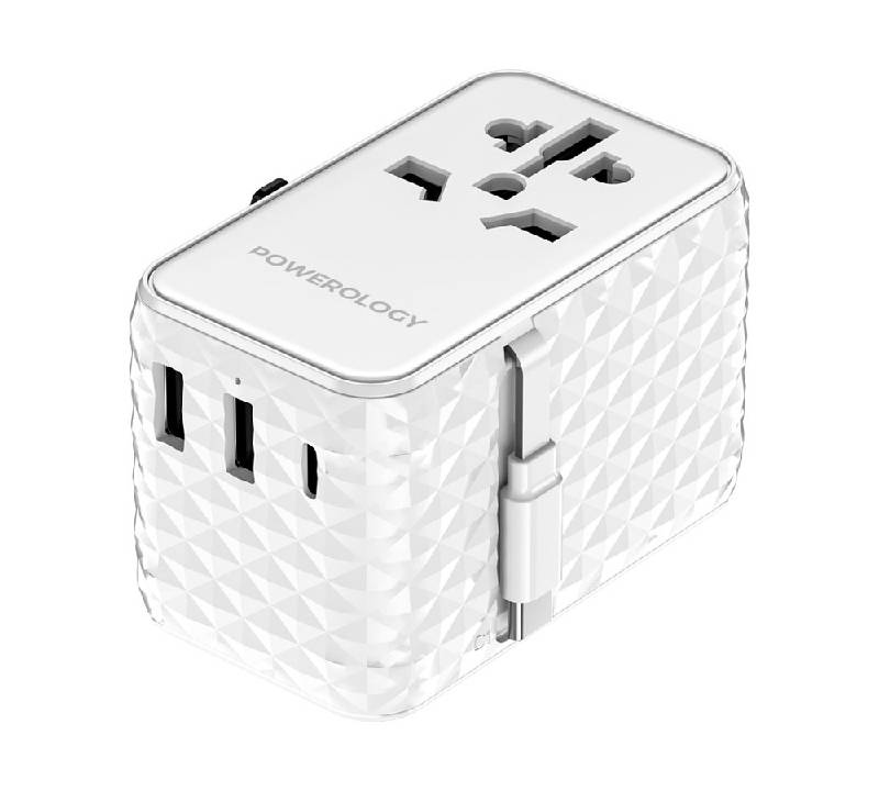 Powerology GaN Universal Charger Retractable Type-C Cable - 20W / White