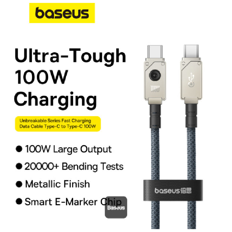 Baseus Unbreakable Series Fast Charging Type-C to Type-C Cable - 1 Meter / 100W / Stellar White