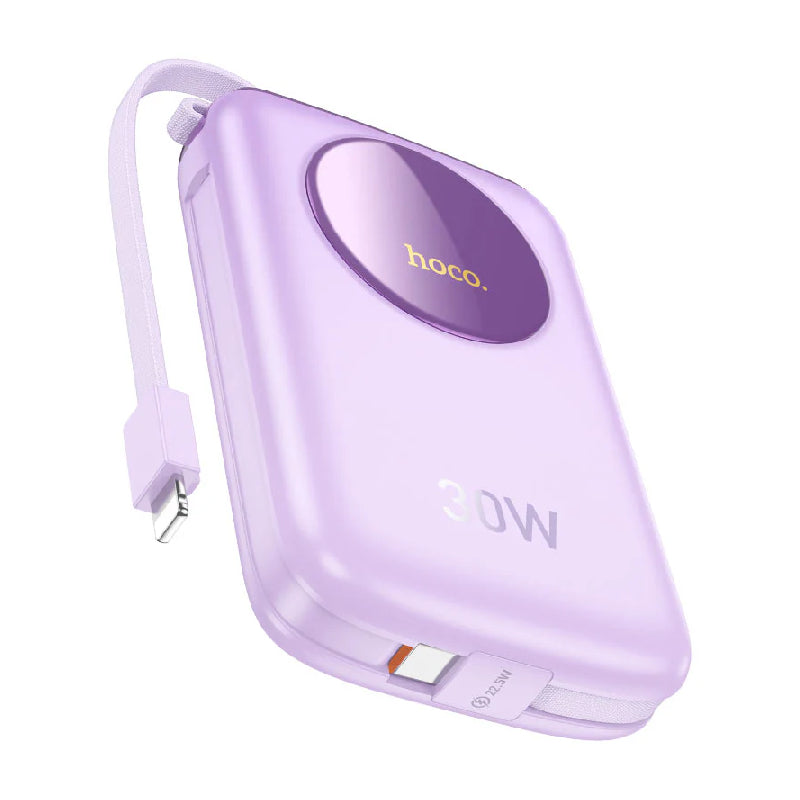 Hoco Q19 Lucky Power Bank with Digital Display and Cable - 30W / 10000mAh / Purple