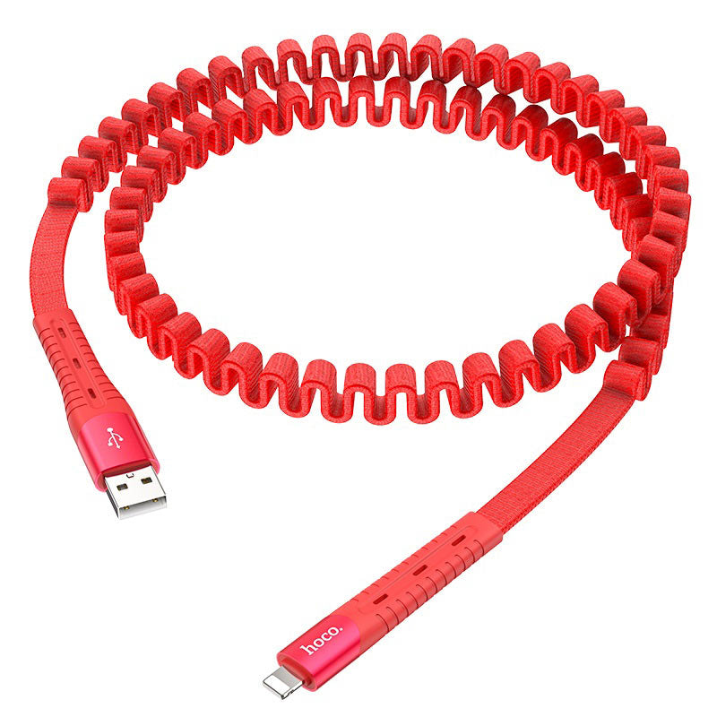 Hoco U78 Cotton Treasure Charging Data Cable - 0.8M / USB-A / Lightning / Red