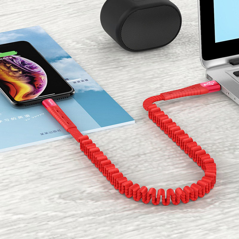 Hoco U78 Cotton Treasure Charging Data Cable - 0.8M / USB-A / Lightning / Red