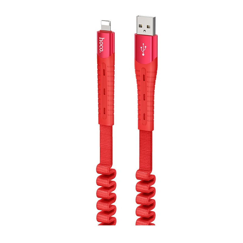 Hoco U78 Cotton Treasure Charging Data Cable - 0.8M / USB-A / Lightning / Red