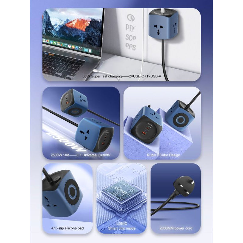 LDNIO SC3319 Universal Power Socket Cube - Blue