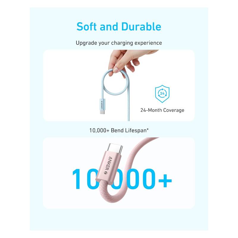 Anker Zolo USB-C to USB-C Braided Cable - 240W / 0.9 Meter / White