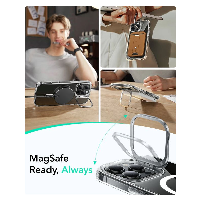 ESR Classic Hybrid Case with Stash Stand (HaloLock) Apple iPhone 16 Pro / Clear Accessories > Mobiles & Tablets >