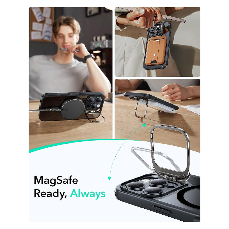 ESR Classic Hybrid Case with Stash Stand (HaloLock) Apple iPhone 16 Pro / Clear/Black Accessories > Mobiles & Tablets >