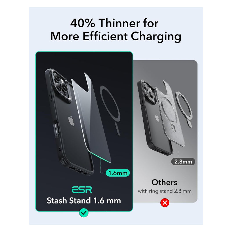 ESR Classic Hybrid Case with Stash Stand (HaloLock) Apple iPhone 16 Pro / Clear/Black Accessories > Mobiles & Tablets >