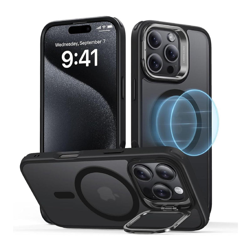 ESR Classic Hybrid Case with Stash Stand (HaloLock) Apple iPhone 16 Pro / Frosted Black Accessories > Mobiles & Tablets