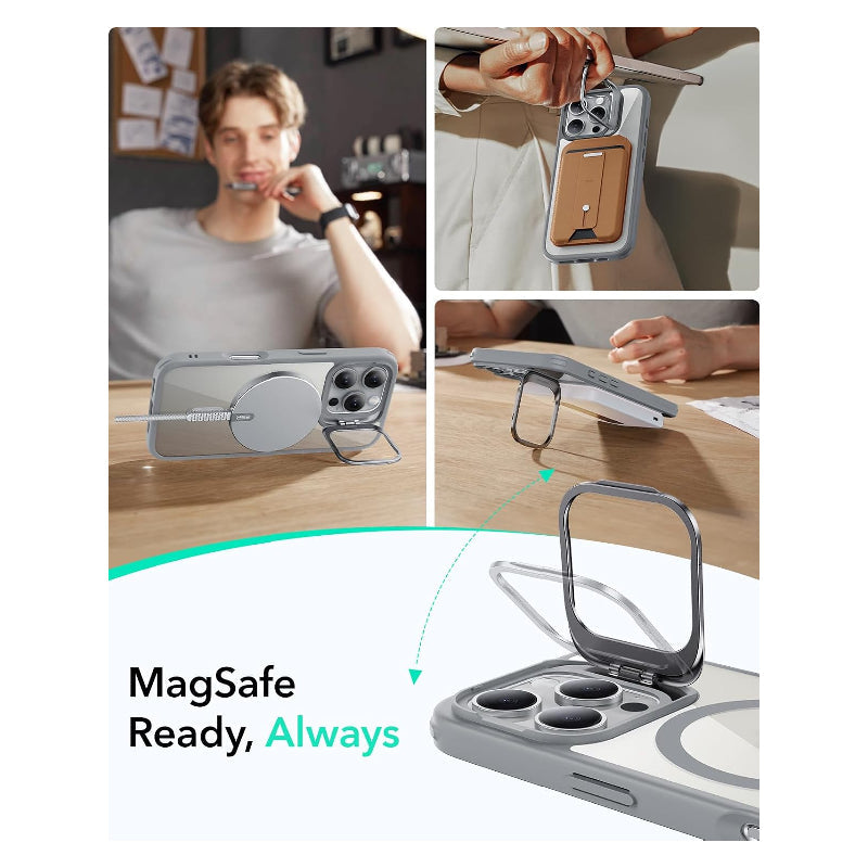 ESR Classic Hybrid Case with Stash Stand (HaloLock) Apple iPhone 16 Pro / Clear Gray Accessories > Mobiles & Tablets >