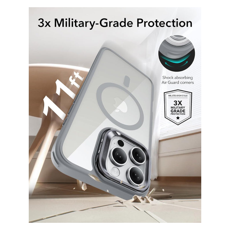 ESR Classic Hybrid Case with Stash Stand (HaloLock) Apple iPhone 16 Pro / Clear Gray Accessories > Mobiles & Tablets >