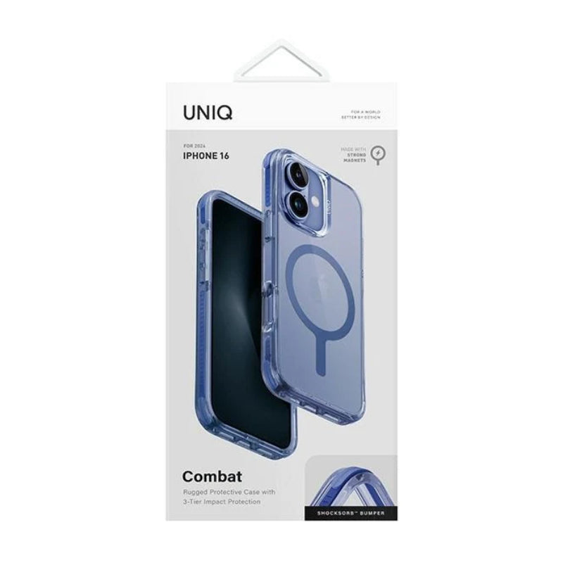 Uniq Hybrid Combat Magsafe Case for iPhone 16 Pearl Blue Accessories > Mobiles & Tablets > Mobiles > Covers & Cases
