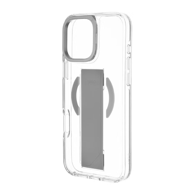Uniq Hybrid Heldro Max Magclick Case With Camera Stand for iPhone 16 Pro - Lucent Clear