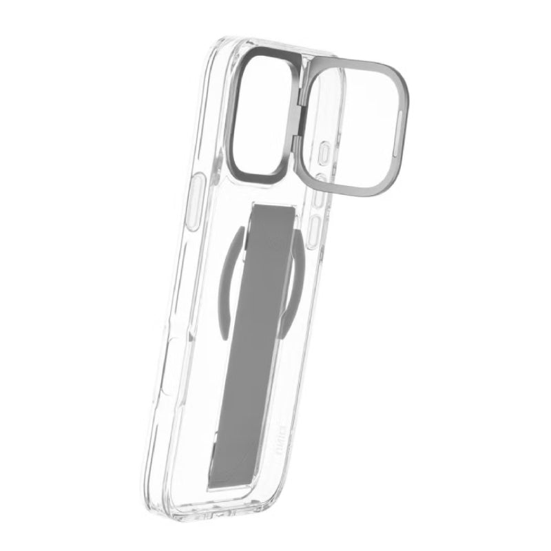 Uniq Hybrid Heldro Max Magclick Case With Camera Stand for iPhone 16 Pro - Lucent Clear