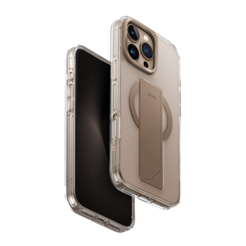 Uniq Hybrid Heldro Max MagSafe Case with Camera Stand for iPhone 16 Pro - Taupe Gold
