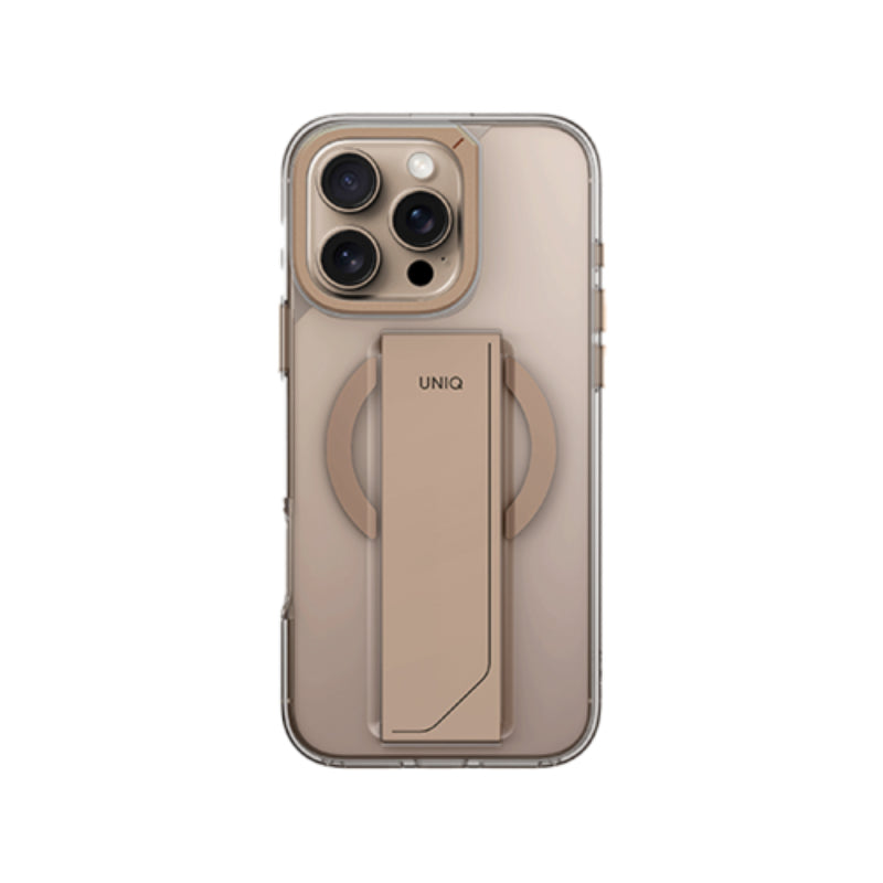 Uniq Hybrid Heldro Max MagSafe Case with Camera Stand for iPhone 16 Pro - Taupe Gold