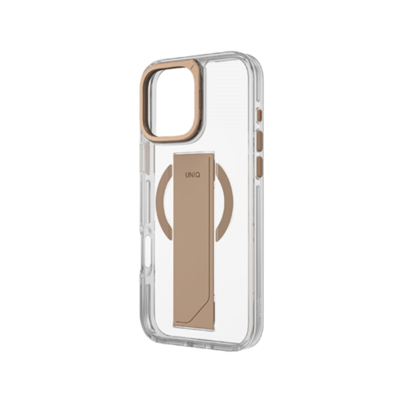 Uniq Hybrid Heldro Max MagSafe Case with Camera Stand for iPhone 16 Pro - Taupe Gold