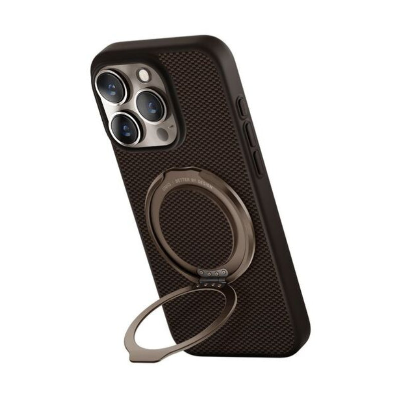 Uniq Hybrid Magclick Charging Keva Max With Camera Stand iPhone 16 Pro Umber Brown Accessories > Mobiles & Tablets >