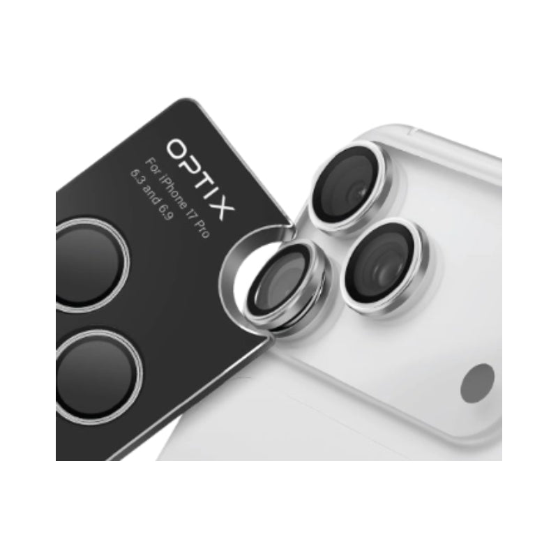 واقي من الفولاذ المقاوم للصدأ من يونيك أوبتيكس برايم كاميرا عدسة واقية من الفولاذ المقاوم للصدأ لـ ابل ايفون 17 برو / ايفون 17 برو ماكس - فضي كروم