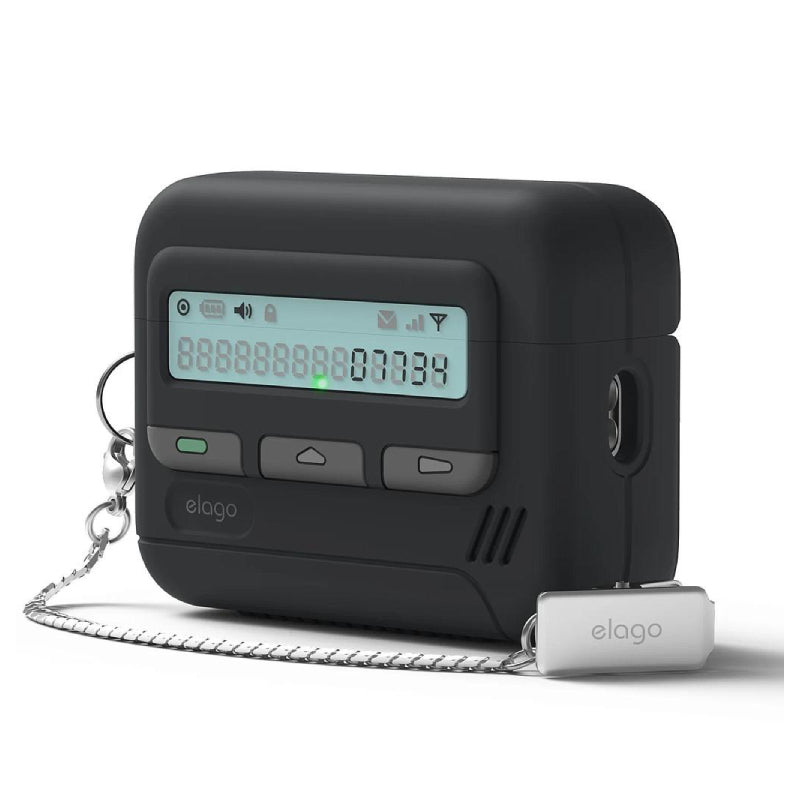 إلاجو استدعاء حافظة  مفاتيح حافظة مع سلسلة مفاتيح لـ ابل ايربودز برو 3 - أسود اكسسوارات > سماعات الرأس > أغطية وحافظات