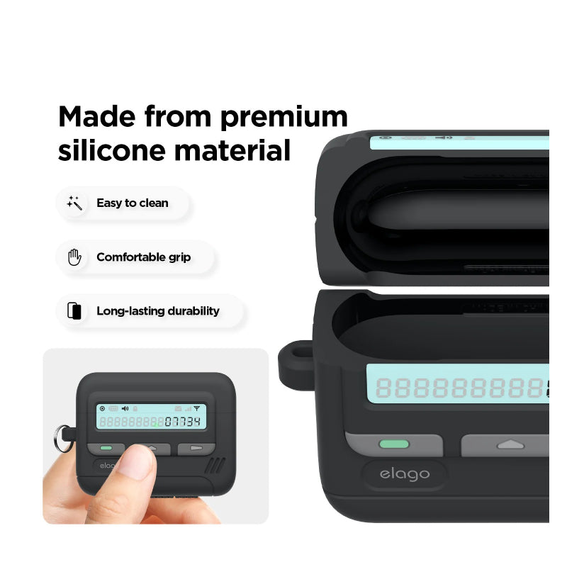 إلاجو استدعاء حافظة  مفاتيح حافظة مع سلسلة مفاتيح لـ ابل ايربودز برو 3 - أسود اكسسوارات > سماعات الرأس > أغطية وحافظات