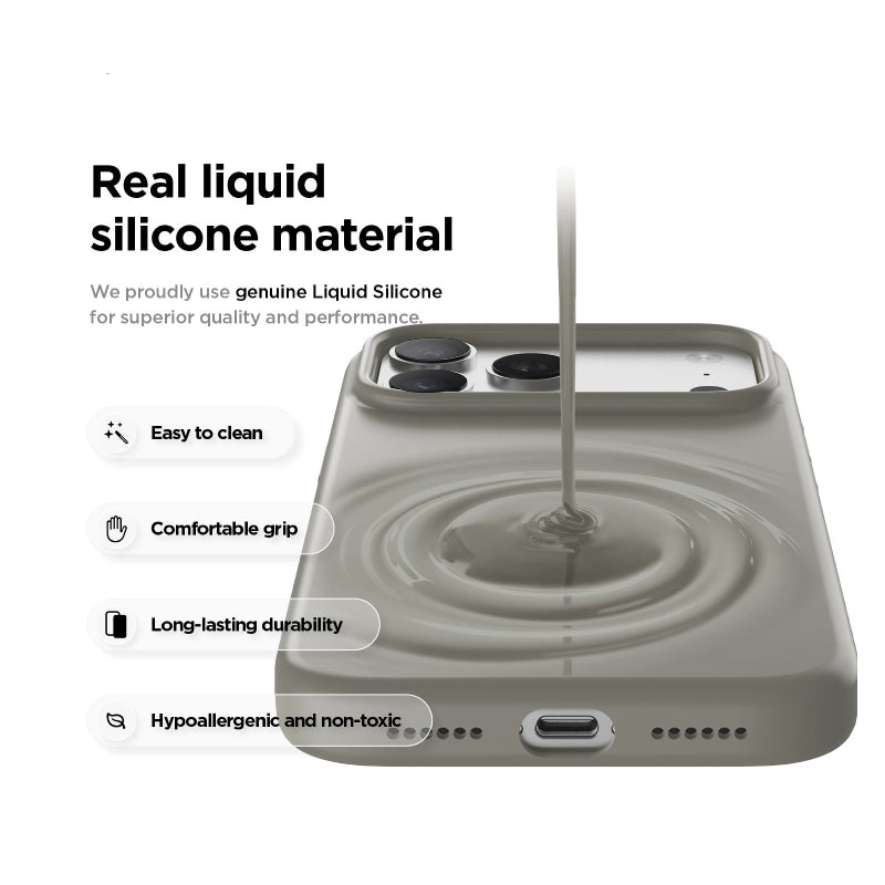 مغناطيسي سيليكون حافظة كاميرا متضمنة مفتاح تحكم) لـ ابل ايفون 17 برو - رمادي متوسط اكسسوارات > هواتف