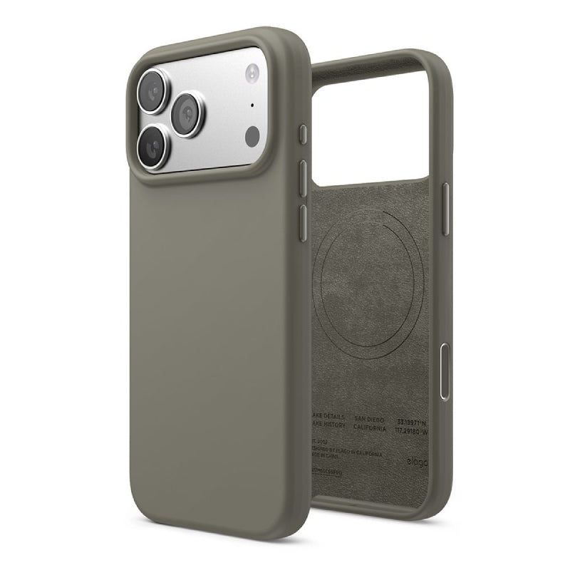 اكسسوارات سيليكون حافظة  سيليكونكاميرا مرفق مفتاح تحكمكاميرا ) لـ ابل ايفون 17 برو ماكس - رمادي متوسط >