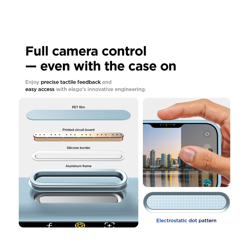 إلاجو مغناطيسي سيليكونمغناطيسي سيليكون حافظة اكسسوارات كاميرا متضمنة مفتاح تحكم) لـ ابل ايفون 17 برو ماكس - أزرق  السماء