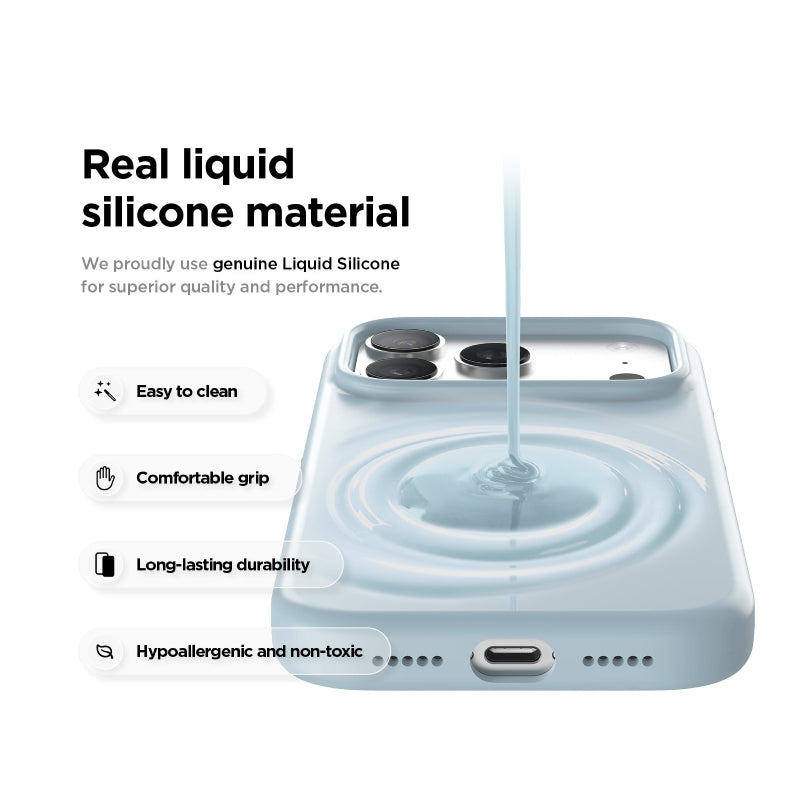 إلاجو مغناطيسي سيليكونمغناطيسي سيليكون حافظة اكسسوارات كاميرا متضمنة مفتاح تحكم) لـ ابل ايفون 17 برو ماكس - أزرق  السماء