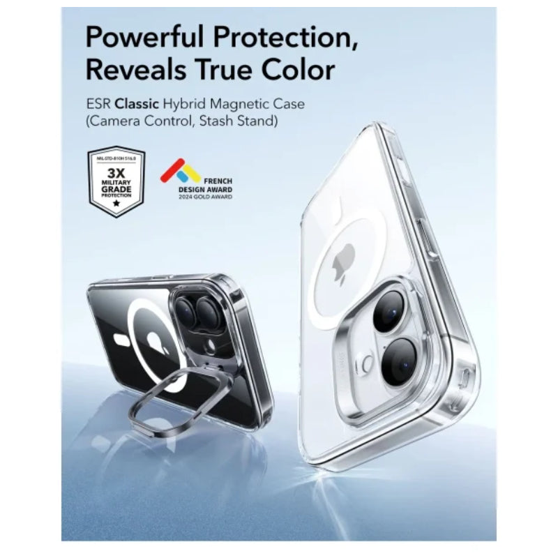 ESR HaloLock Classic هايبرد حافظة مع  حامل  زر التحكمكاميرا زر التحكم) حافظة لـايفون 17 - شفاف اكسسوارات