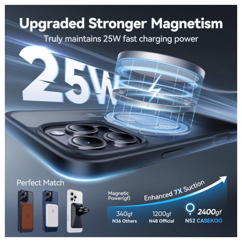 CASEKOO مغناطيسي حافظة لـ ابل ايفون 16 برو ماكس - أسود اكسسوارات > هواتف  تابلت > هواتف وحافظات