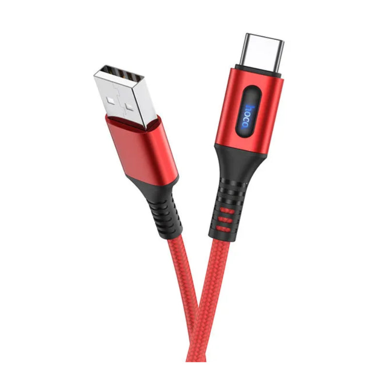 هوكو كابل  شحن ذكيكابل  يو اس بي  تايب-سي  1.2 متر  أحمر