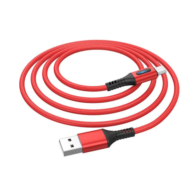 هوكو كابل  شحن ذكيكابل  يو اس بي  تايب-سي  1.2 متر  أحمر