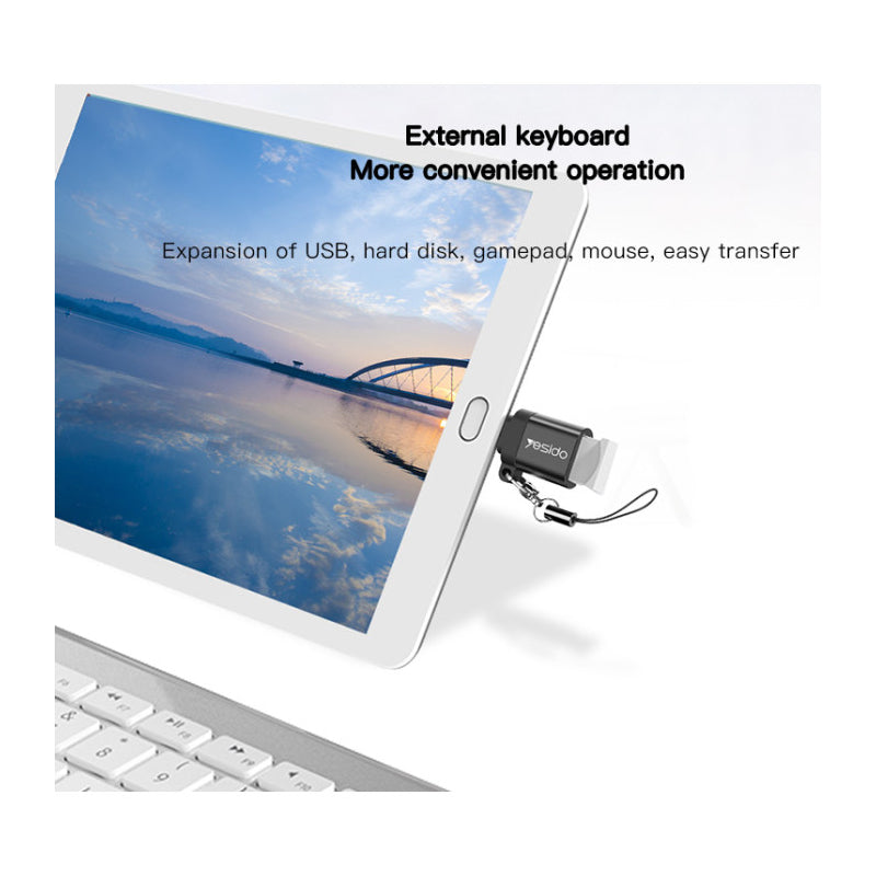 Yesido GS06 Type-C to USB-A OTG Adapter - USB-A / USB-C / Black