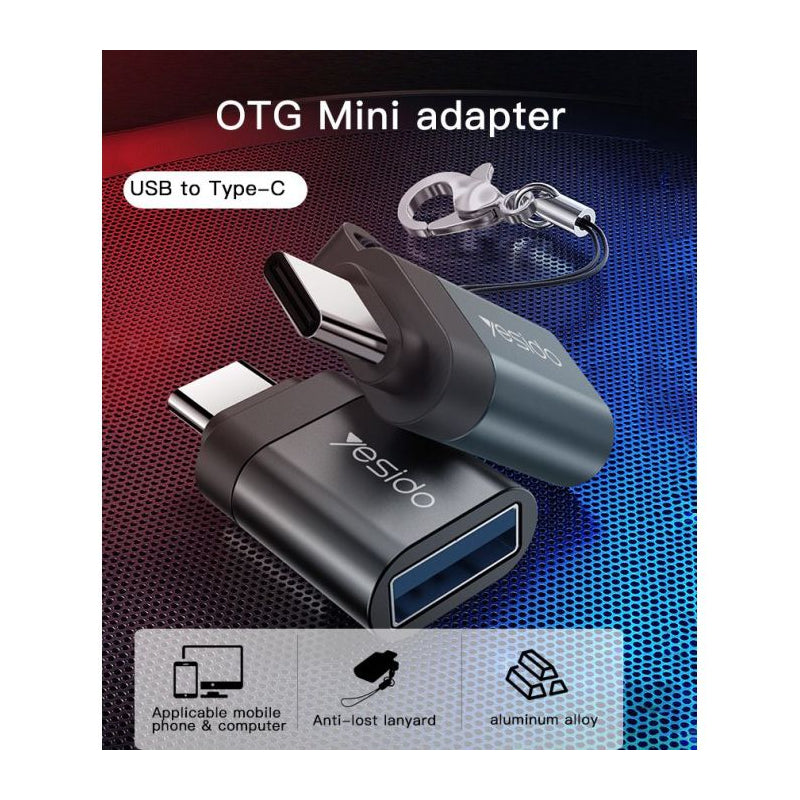 Yesido GS06 Type-C to USB-A OTG Adapter - USB-A / USB-C / Black