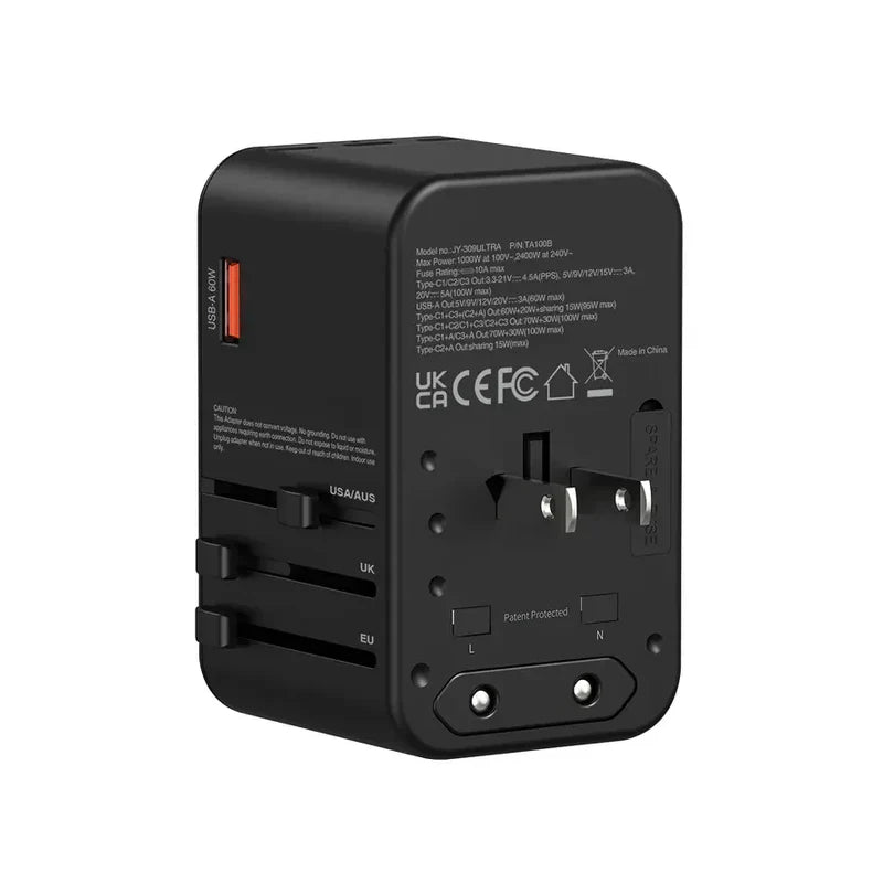 Xpower Gan 5 Output Travel Adapter - 100W / USB-A / USB-C / Black