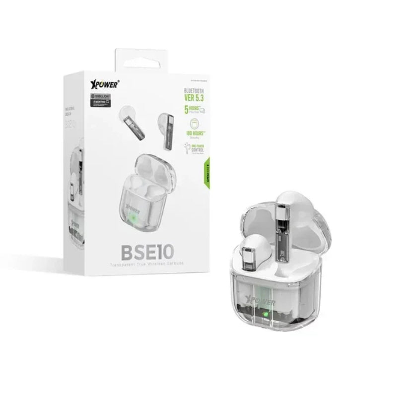 بلوتوث  لاسلكي  XPower BSE10 Trueبلوتوث - شفافة أبيض