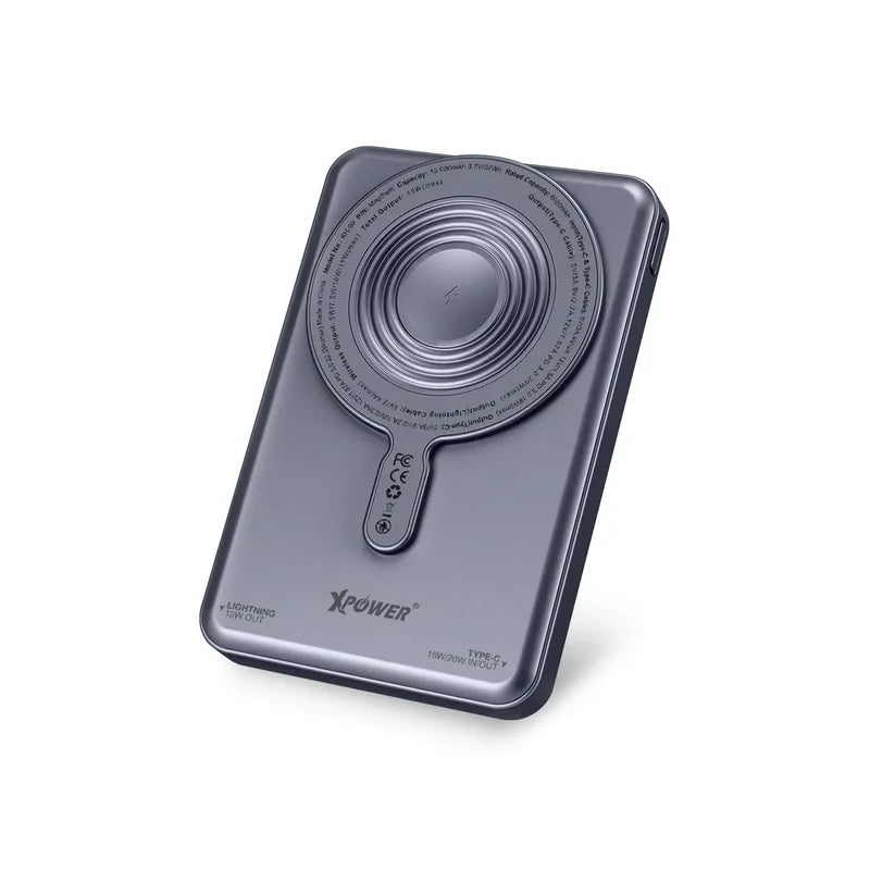 XPower MagSwift 7-In-1 لاسلكي طاقة - 10000mAh / رمادي