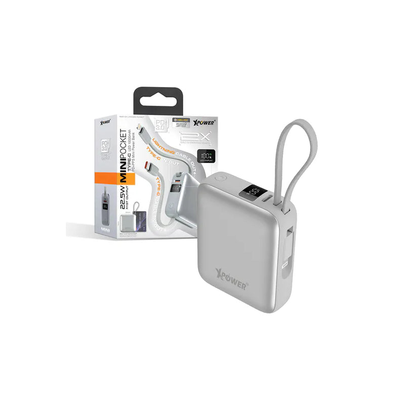 XPower ميني طاقة - 10000mAh / رمادي