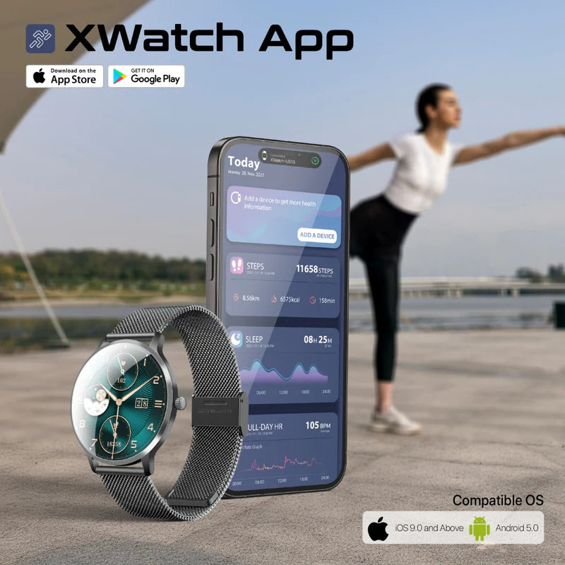PROMATE XWatch-US13 ساعة ذكية  شاشة AMOLED مقاس 1.32 بوصة / بلوتوث  أسود