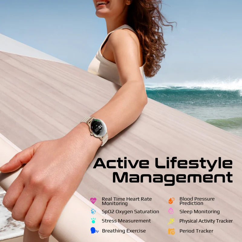 PROMATE XWatch-US13 ساعة ذكية  شاشة AMOLED مقاس 1.32 بوصة / بلوتوث  زهري ذهبي