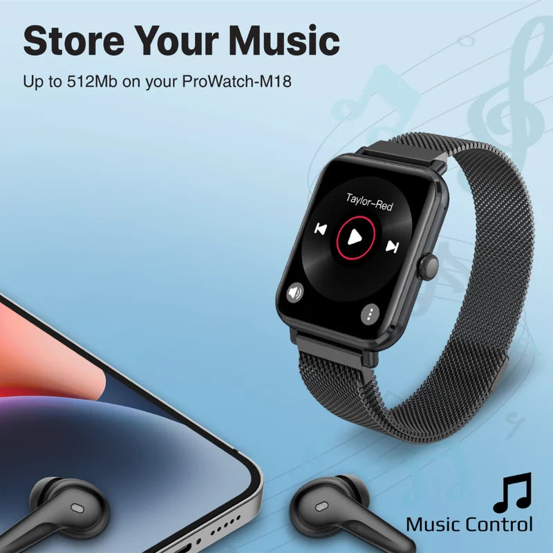 PROMATE ProWatch-M18 ساعة ذكية  شاشة AMOLED مقاس 1.78 بوصة / بلوتوث  لون جرافيت