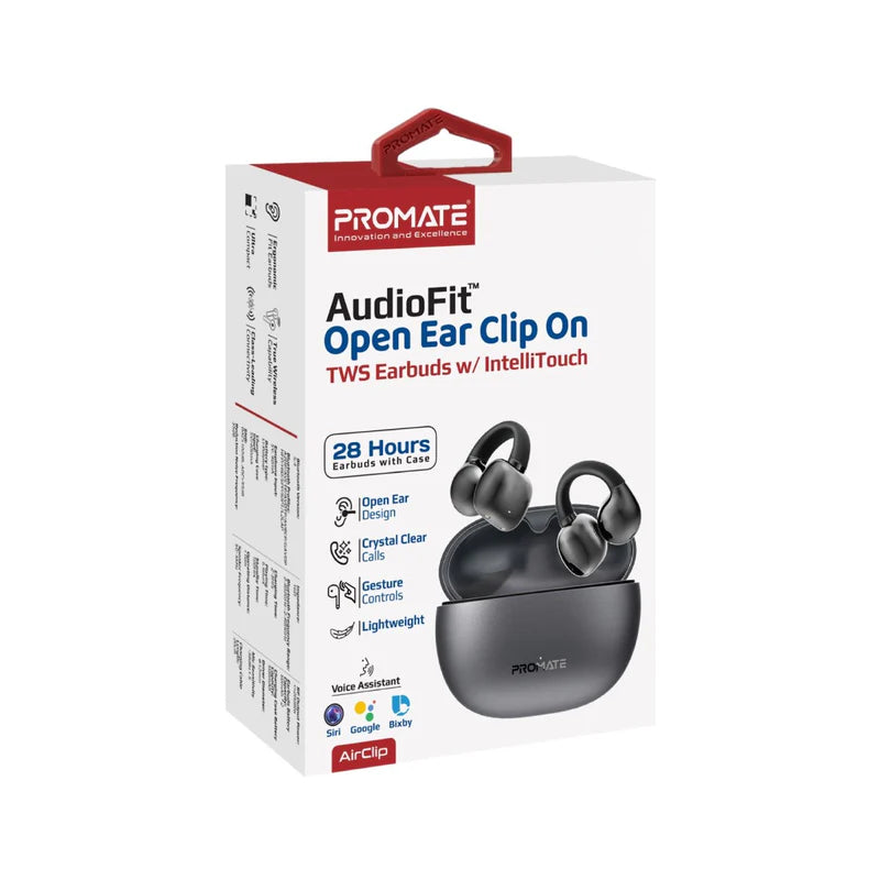 سماعات PROMATE AirClip Open Ear Clip TWS - بلوتوث  500mAh / أسود