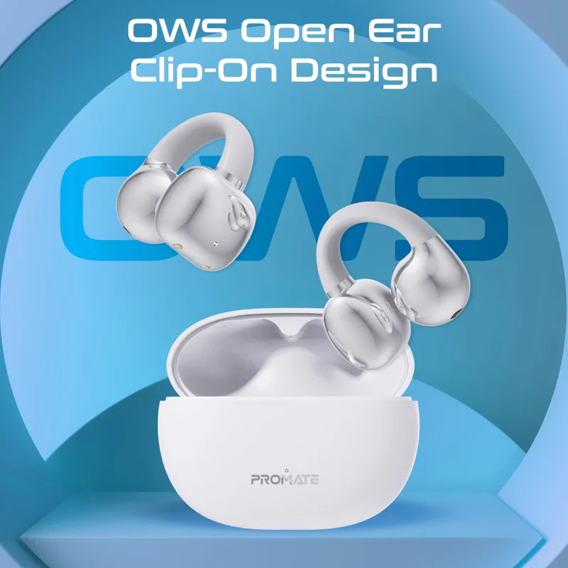 سماعات PROMATE AirClip Open Ear Clip TWS - بلوتوث  500mAh / أبيض