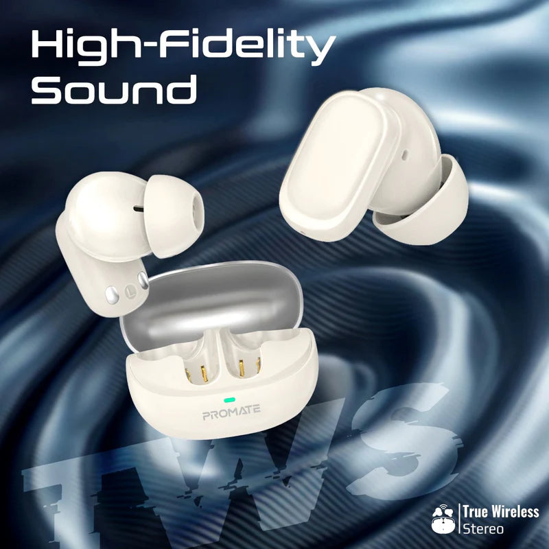 PROMATEبرو Earbuds - بلوتوث  400mAh / أبيض