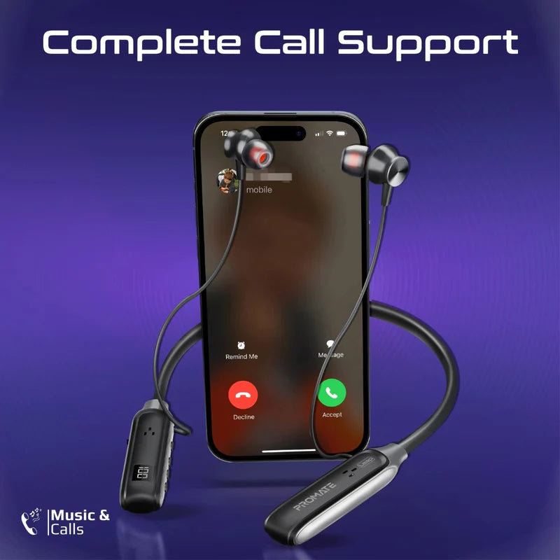 PROMATE Leap ديناميكي لاسلكي حول الرقبة  800mAh / أسود